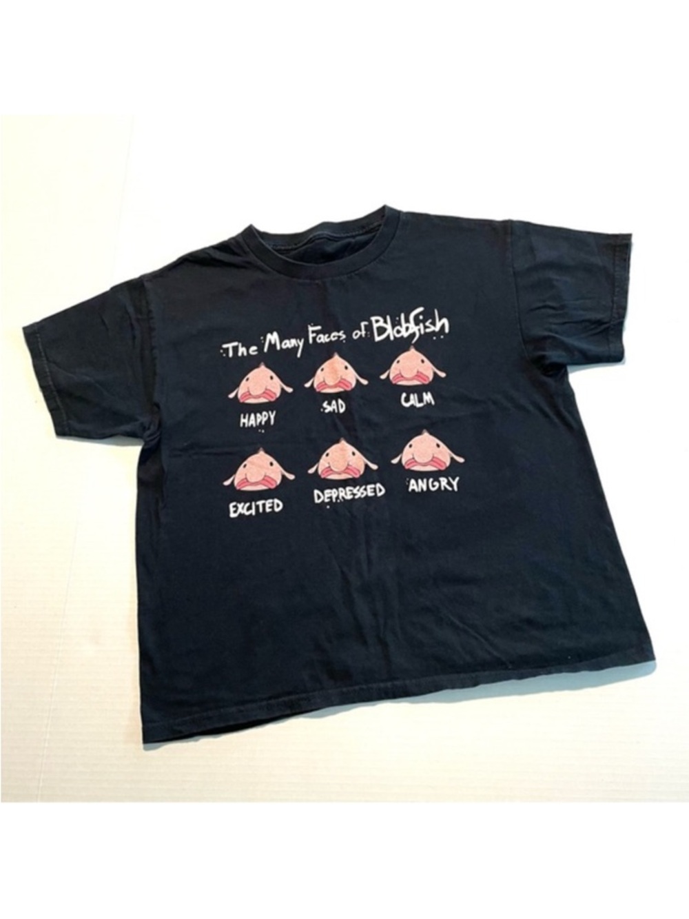 The Many Faces of Blobfish Black‎ funny graphic TShirt Women’s S